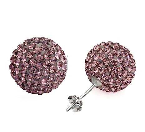 BLING 14MM VIOLET SWAROVSKI CRYSTAL BALL STUDS
